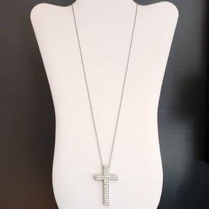 Cross necklace with faux diamonds